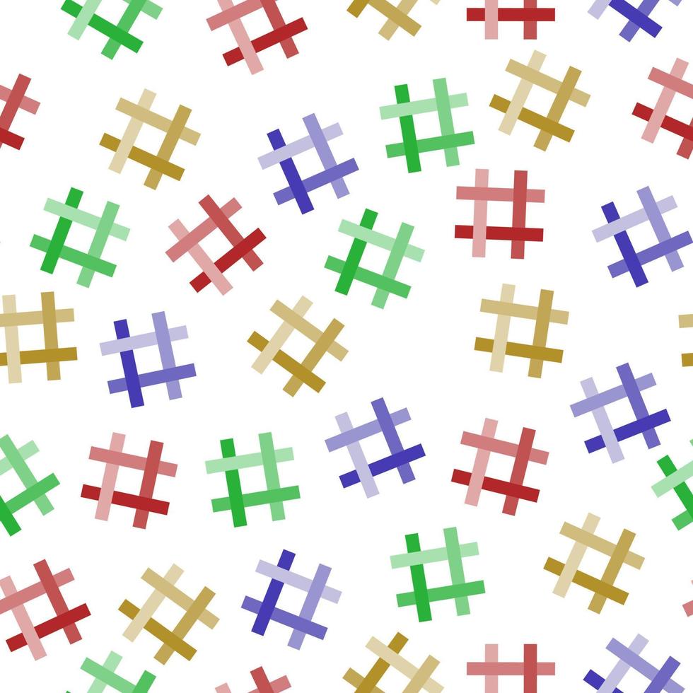 Nahtloses Muster aus farbigen Hashtags auf weißem Hintergrund vektor