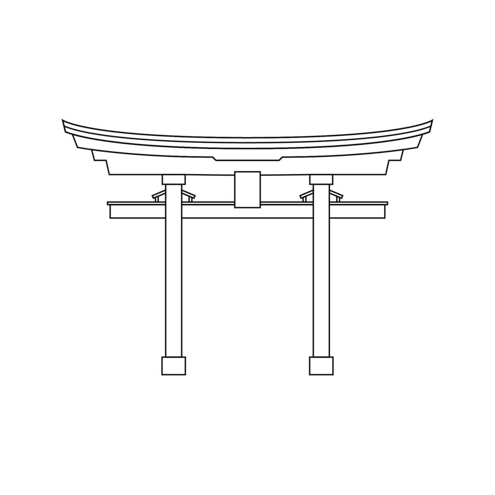 Torii-Tor-Umriss-Symbol-Darstellung auf weißem Hintergrund vektor