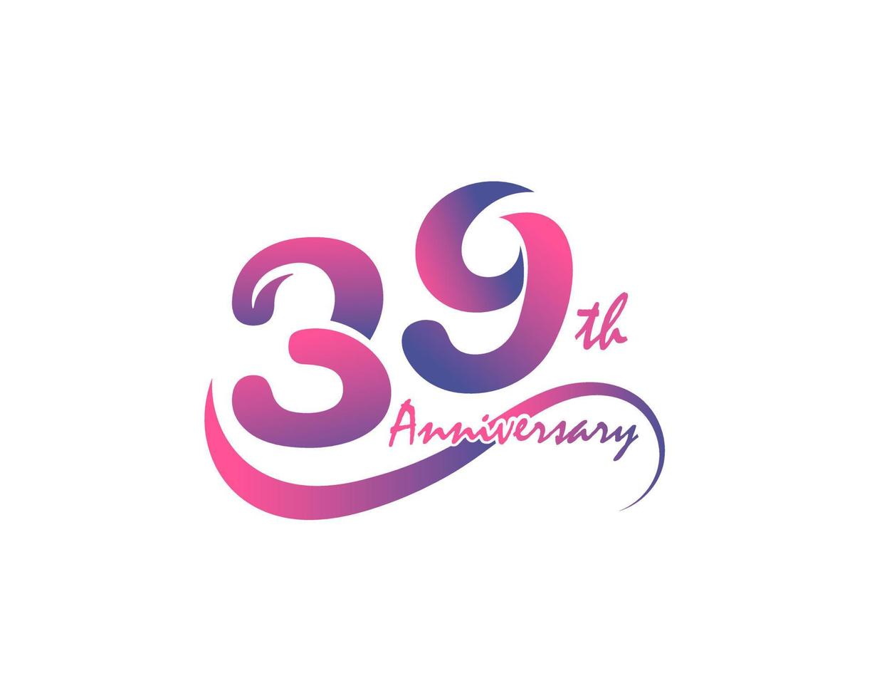 39 år årsdag logotyp. 39: e årsdag mall design för kreativ affisch, flygblad, folder, inbjudan kort vektor