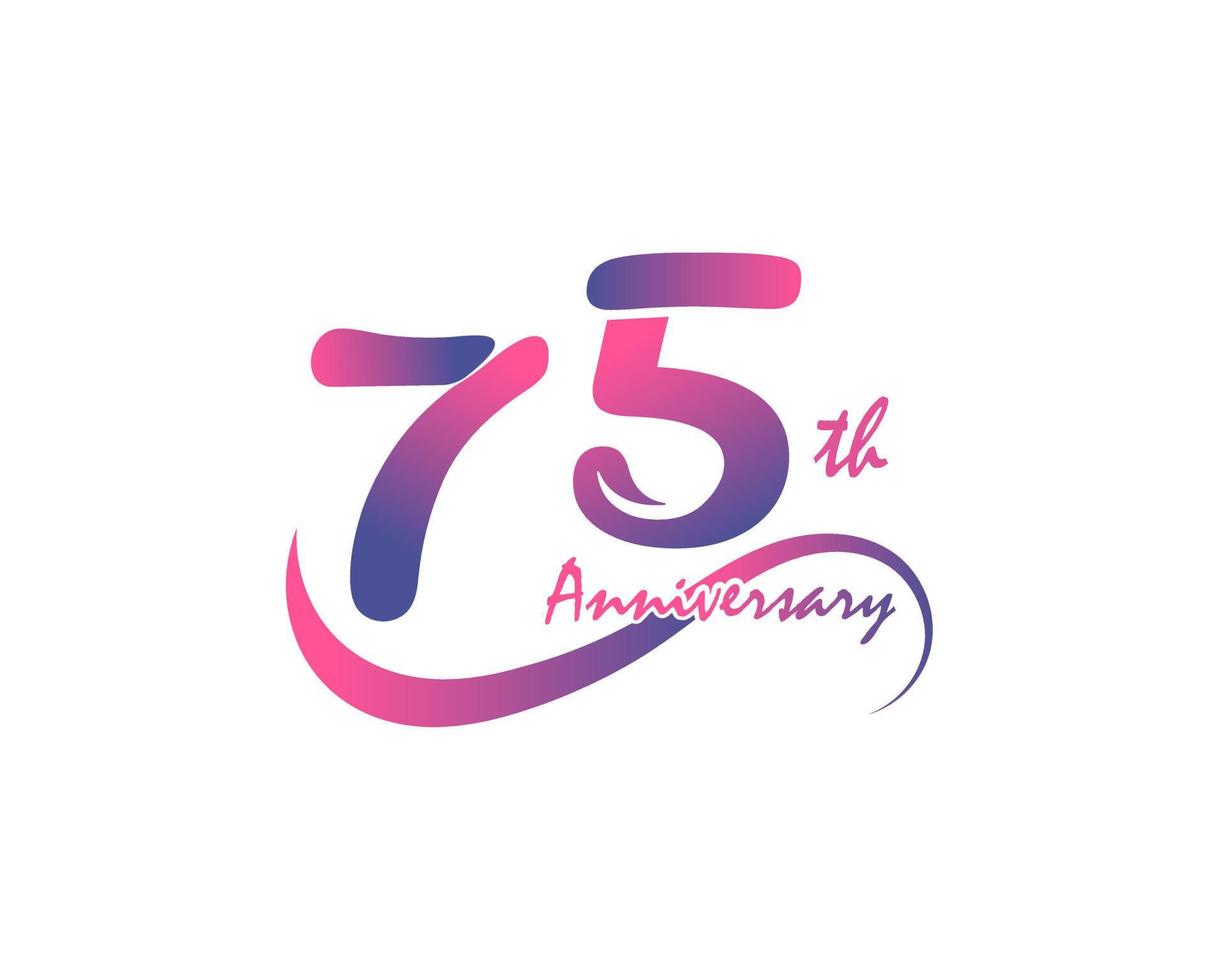 Logotyp zum 75-jährigen Jubiläum. 75-jähriges Jubiläum Vorlagendesign für kreative Poster, Flyer, Broschüren, Einladungskarten vektor