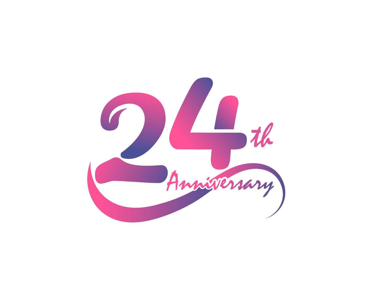 24 år årsdag logotyp. 24:e årsdag mall design för kreativ affisch, flygblad, folder, inbjudan kort vektor