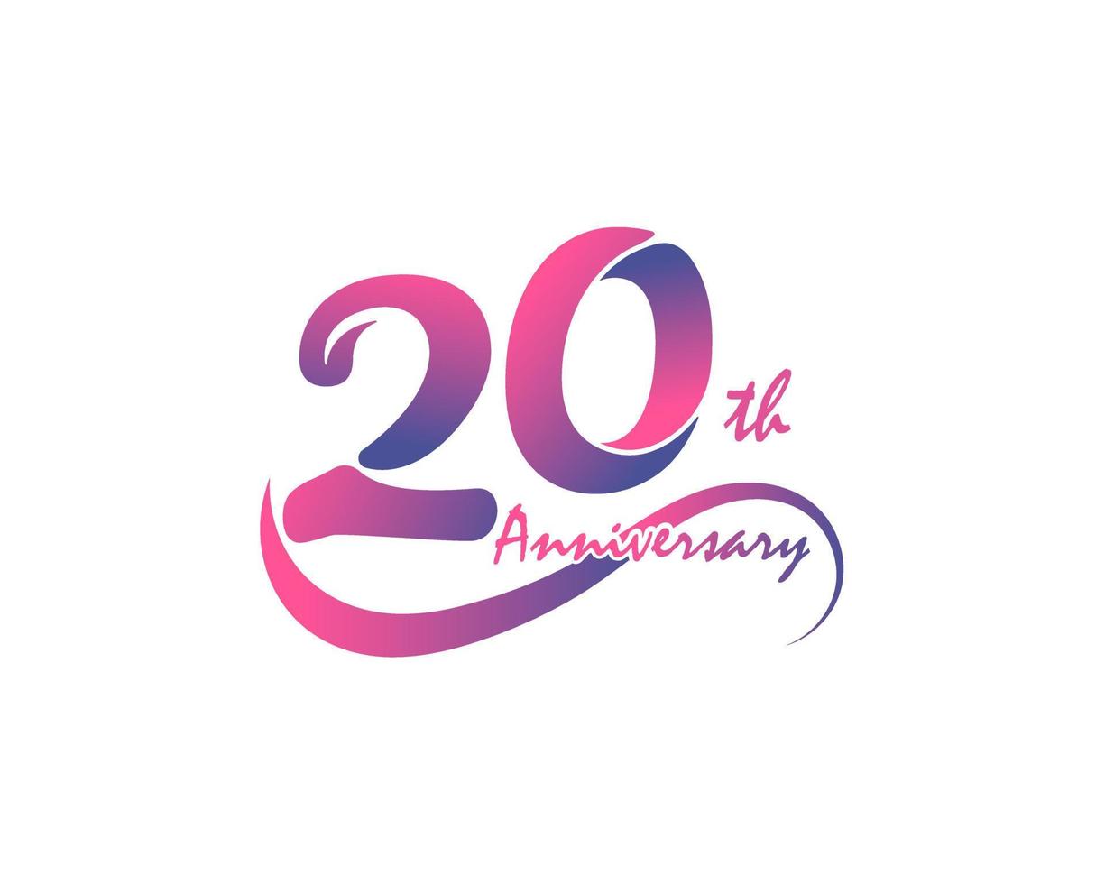 Logotyp zum 20-jährigen Jubiläum. Vorlagendesign zum 20-jährigen Jubiläum für kreative Poster, Flyer, Broschüren, Einladungskarten vektor