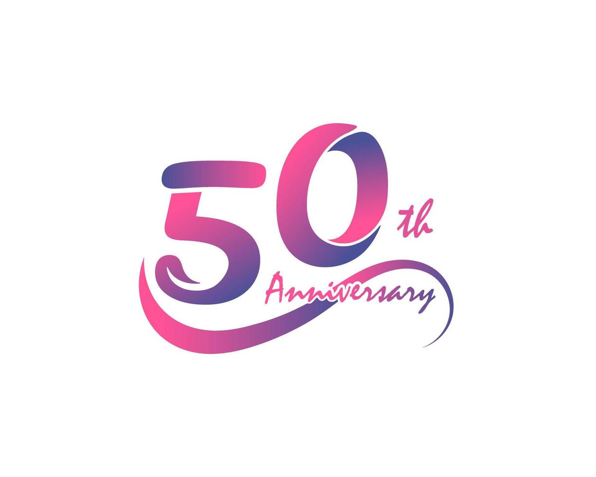 50 år årsdag logotyp. 50:e årsdag mall design för kreativ affisch, flygblad, folder, inbjudan kort vektor