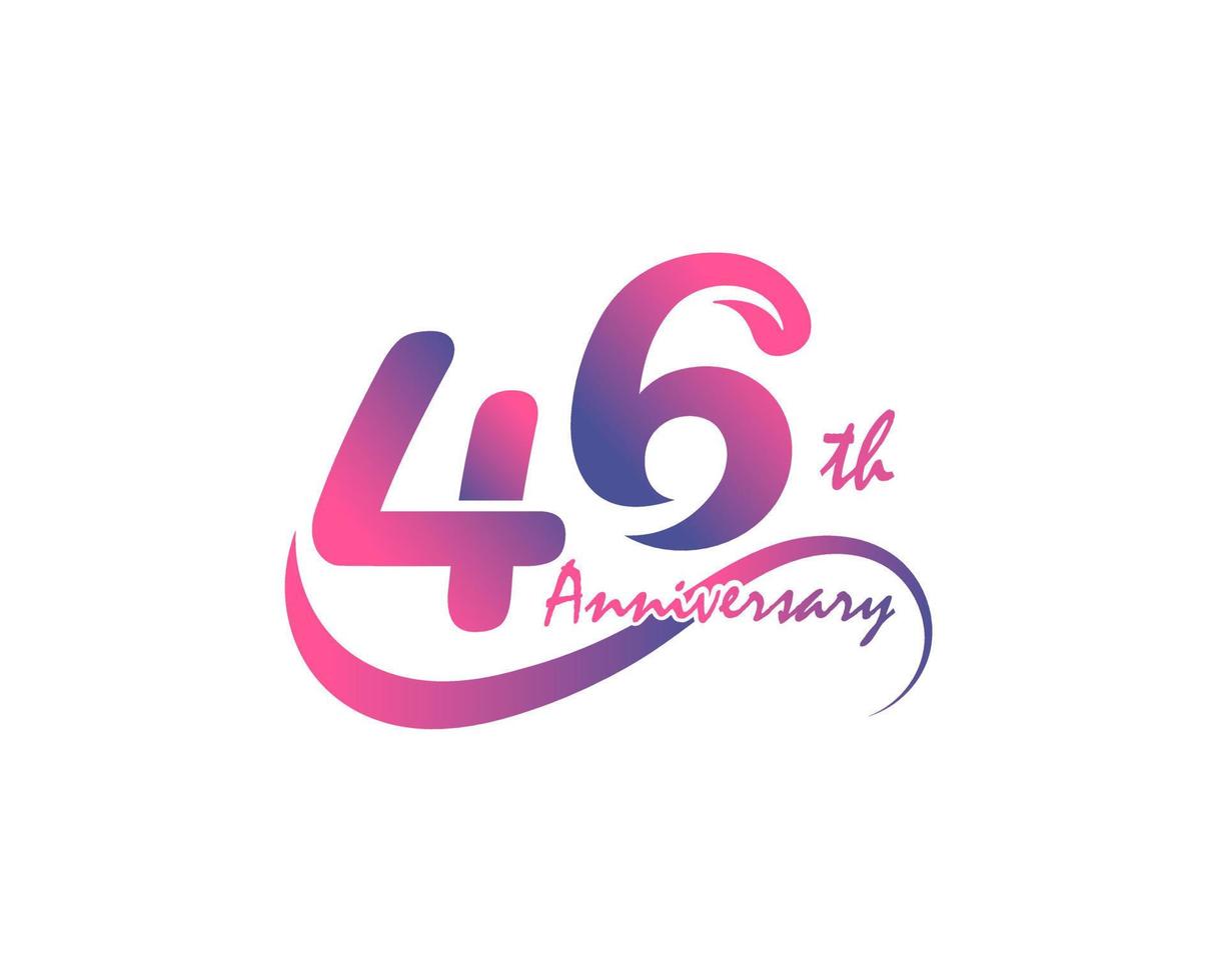 Logotyp zum 46-jährigen Jubiläum. 46-jähriges Jubiläum Vorlagendesign für kreative Poster, Flyer, Broschüren, Einladungskarten vektor