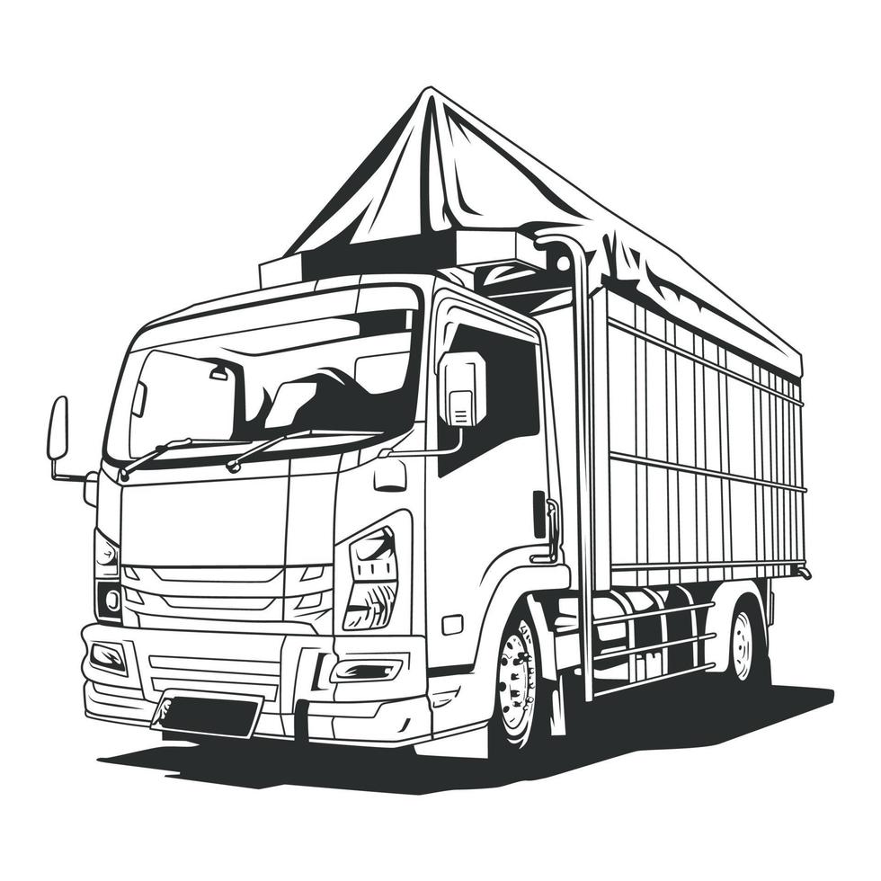 Logistik-LKW-Lieferungsvektorlinie Kunstillustration vektor