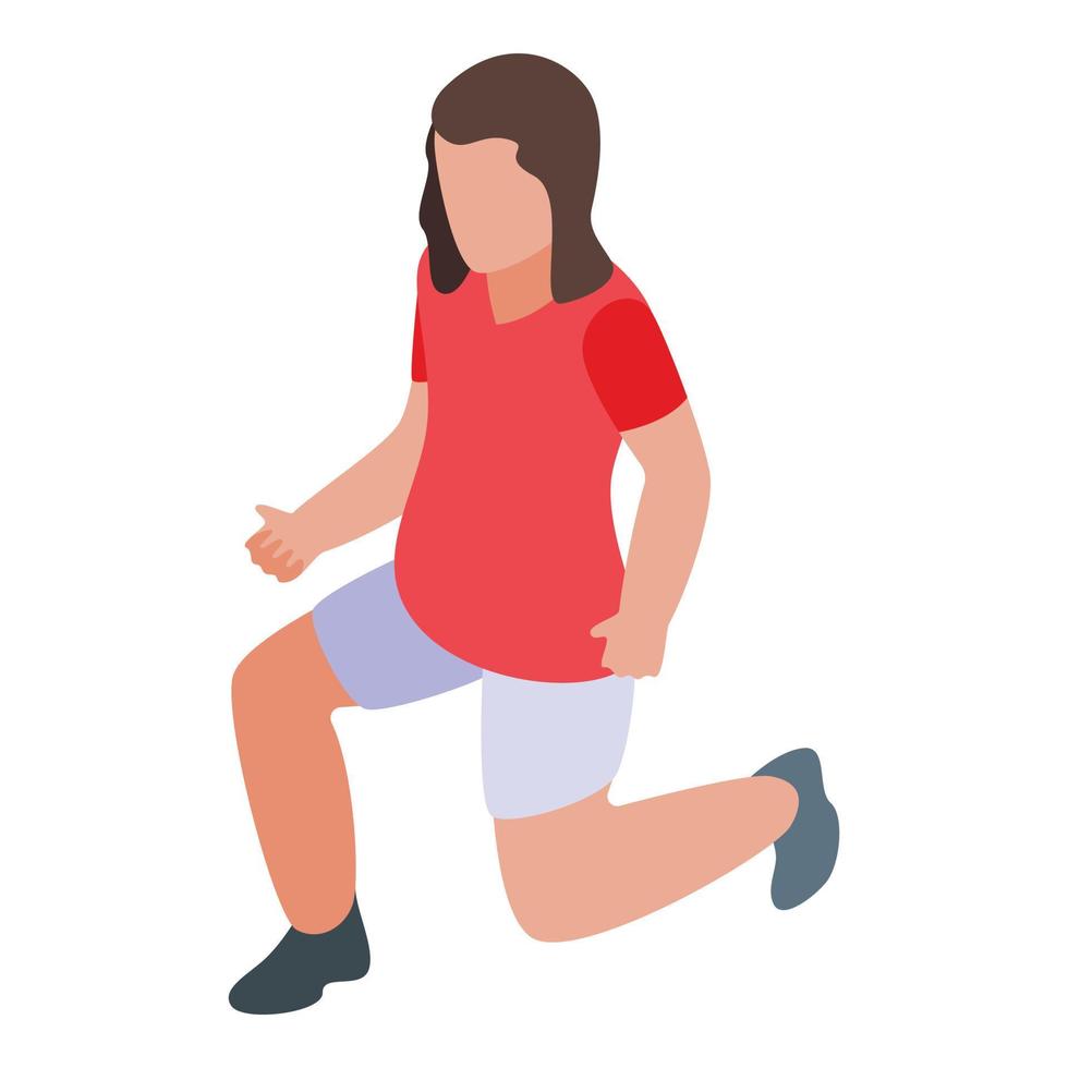 Mädchen-Workout-Übungssymbol, isometrischer Stil vektor
