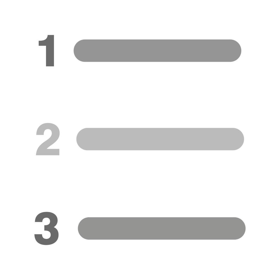 nummerierte Liste flaches Graustufensymbol vektor