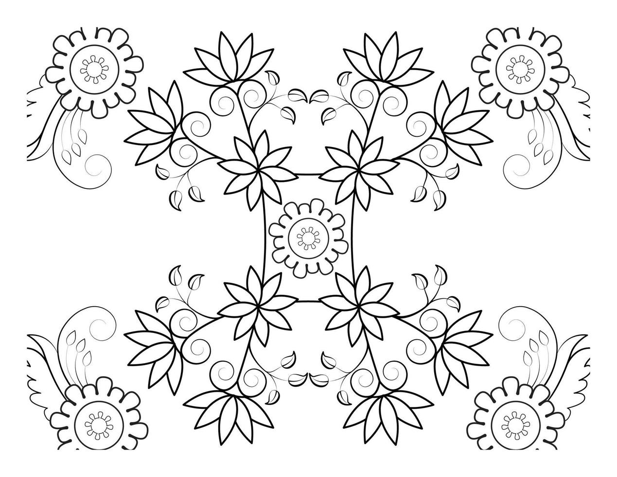 Malbuch für Erwachsene und ältere Kinder. Malvorlage mit Blumenmusterrahmen vektor