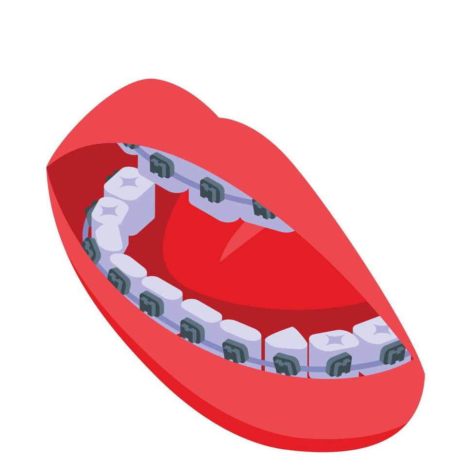 kvinna tand tandställning ikon, isometrisk stil vektor