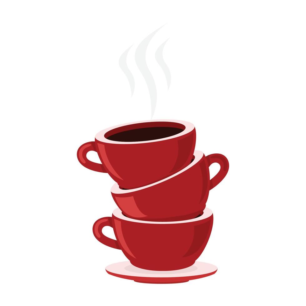 rote Tassen Kaffee in einem Stapelvektor vektor