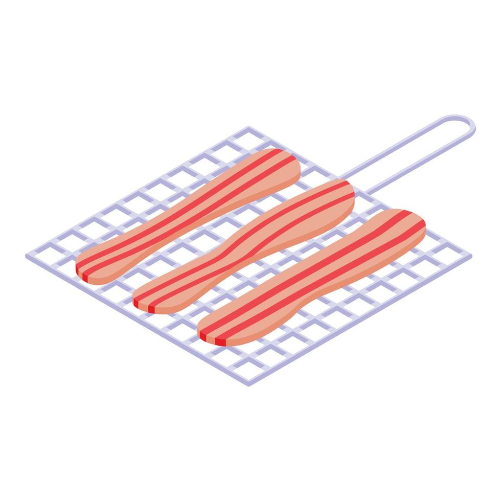 grillad bacon ikon, isometrisk stil vektor