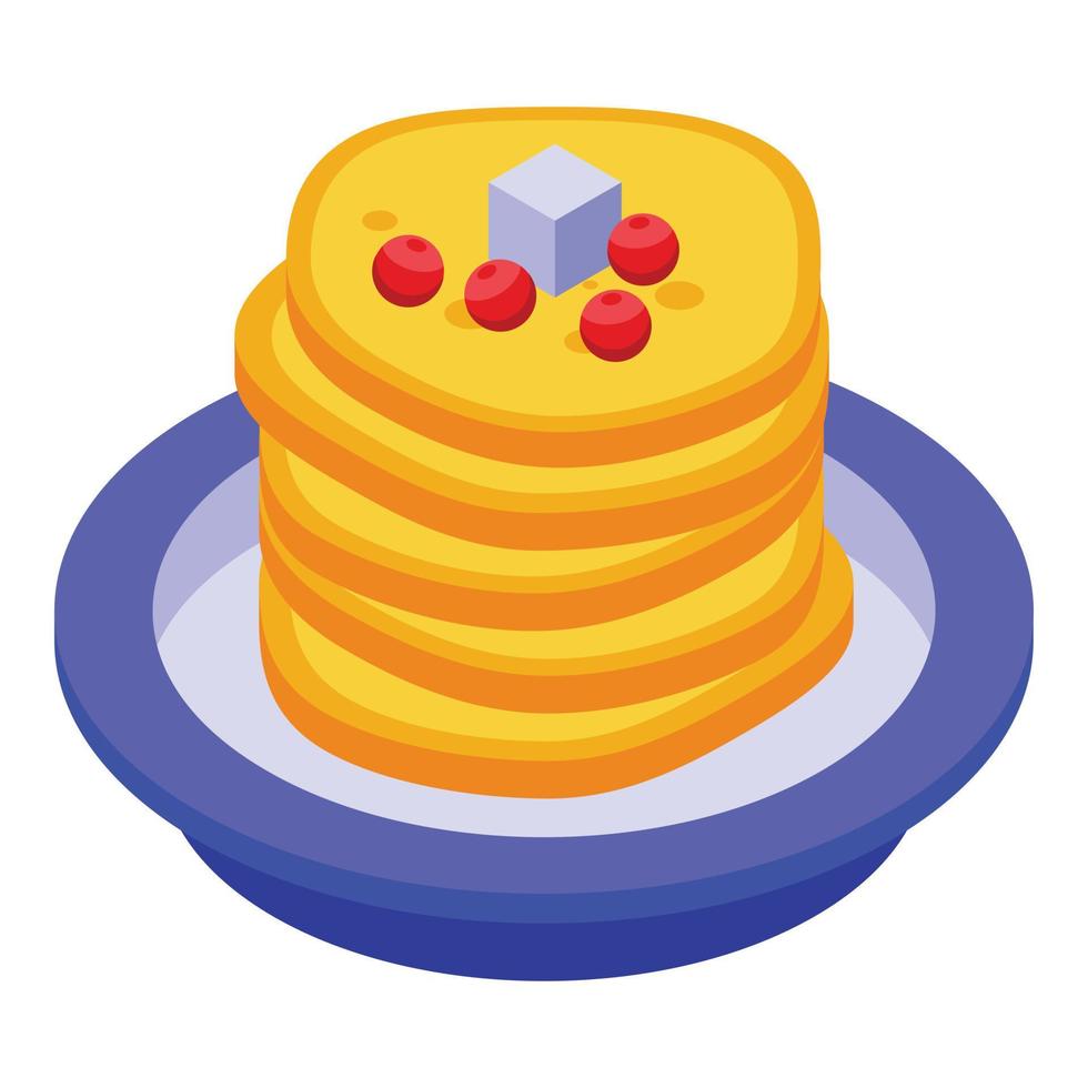friska frukost pannkakor ikon, isometrisk stil vektor