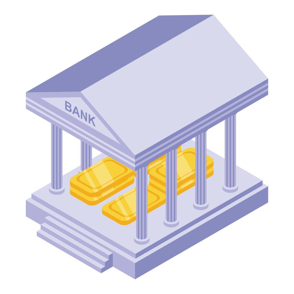 Bank guld deposition ikon, isometrisk stil vektor