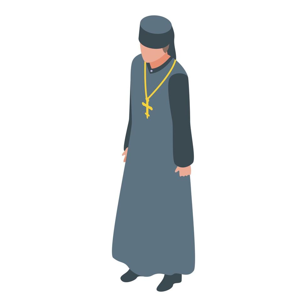 kristendomen präst ikon, isometrisk stil vektor