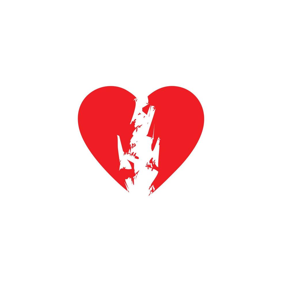 bruten hjärta logotyp design vektor