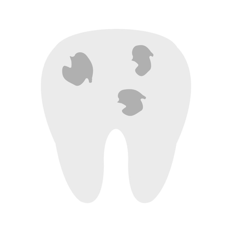 hålad tand platt gråskale ikon vektor