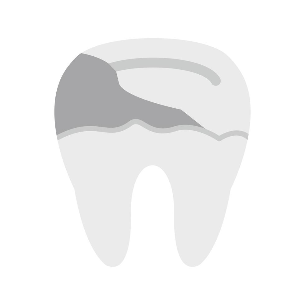 förfallen tand platt gråskale ikon vektor
