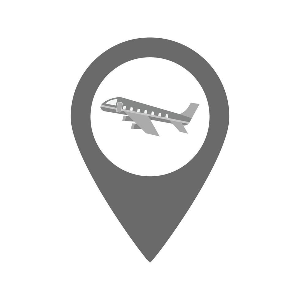 flygplats plats platt gråskale ikon vektor