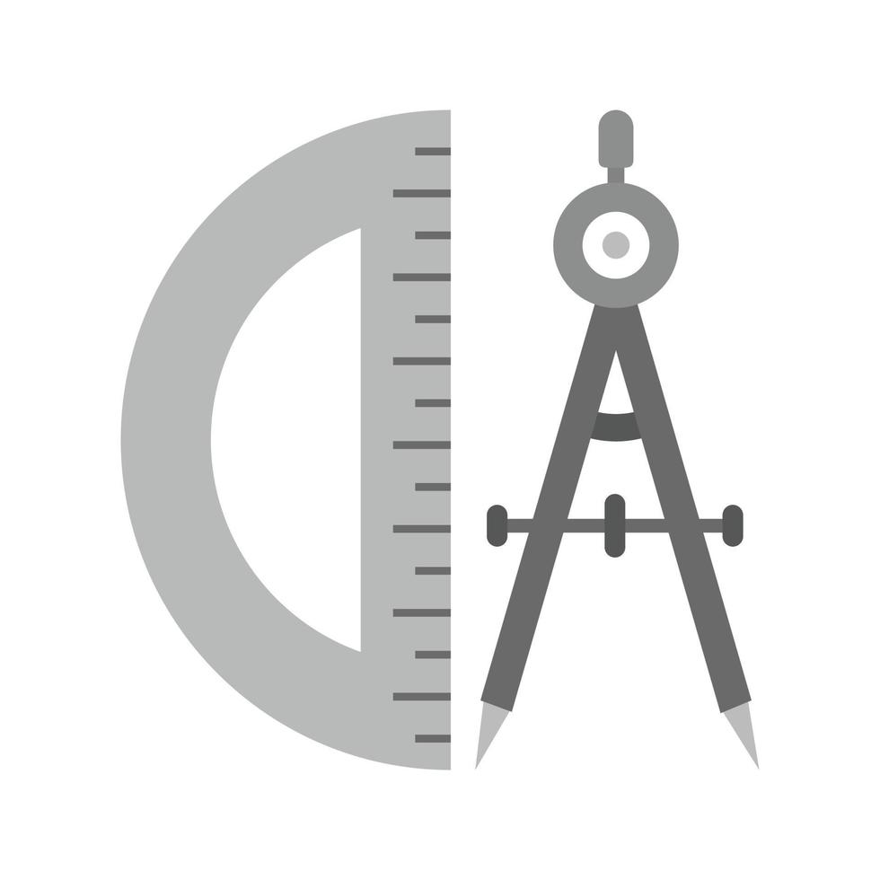 geometri verktyg ii platt gråskale ikon vektor