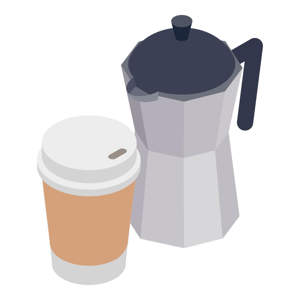 kaffe tid ikon, isometrisk stil vektor