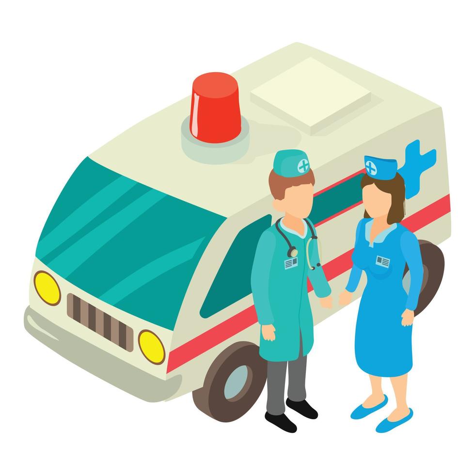 Ikone des Krankenwagenpersonals, isometrischer Stil vektor