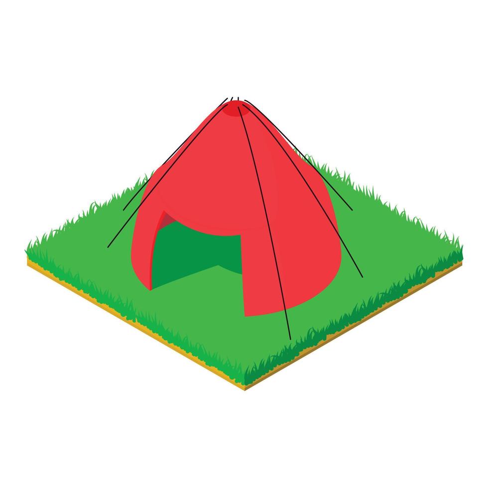 rotes Zelt-Symbol, isometrischer Stil vektor