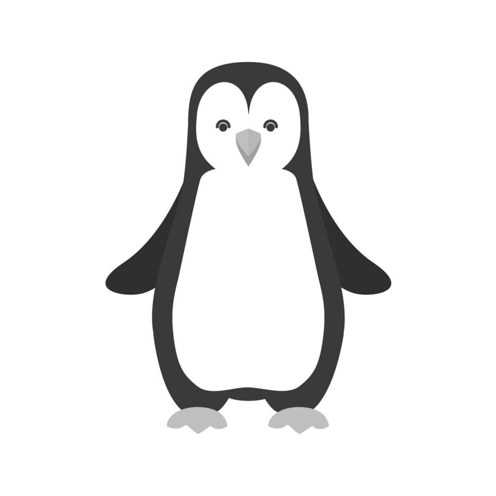 pingvin platt gråskale ikon vektor
