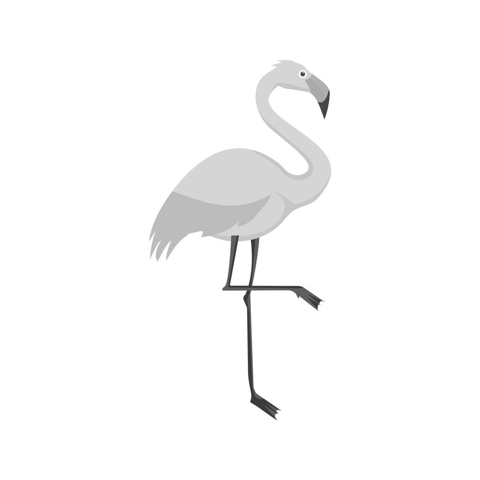 Flamingo flaches Graustufen-Symbol vektor