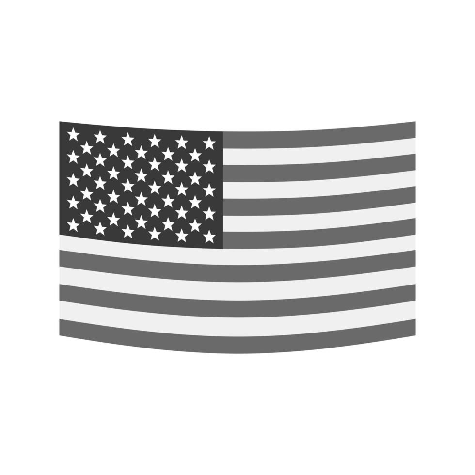 flaches graustufensymbol der amerikanischen flagge vektor