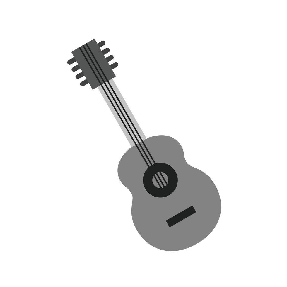 gitarr platt gråskale ikon vektor