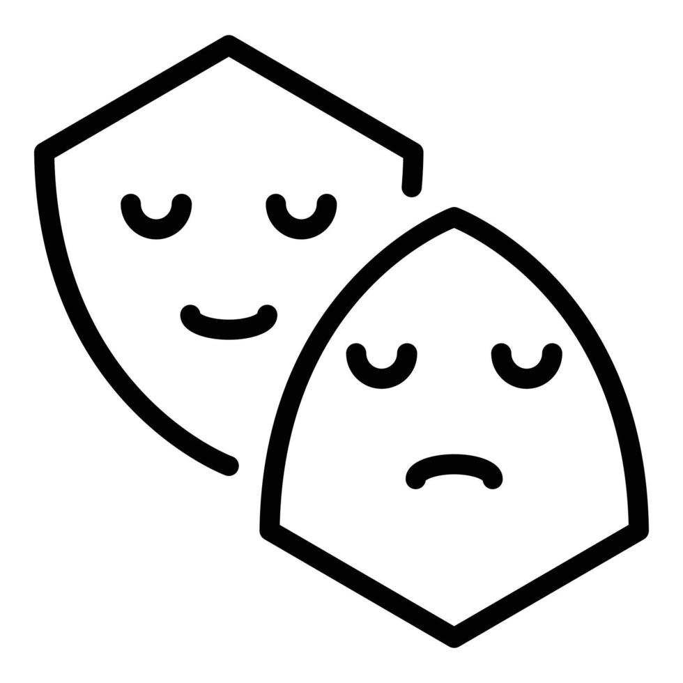 ledsen och Lycklig mask ikon, översikt stil vektor