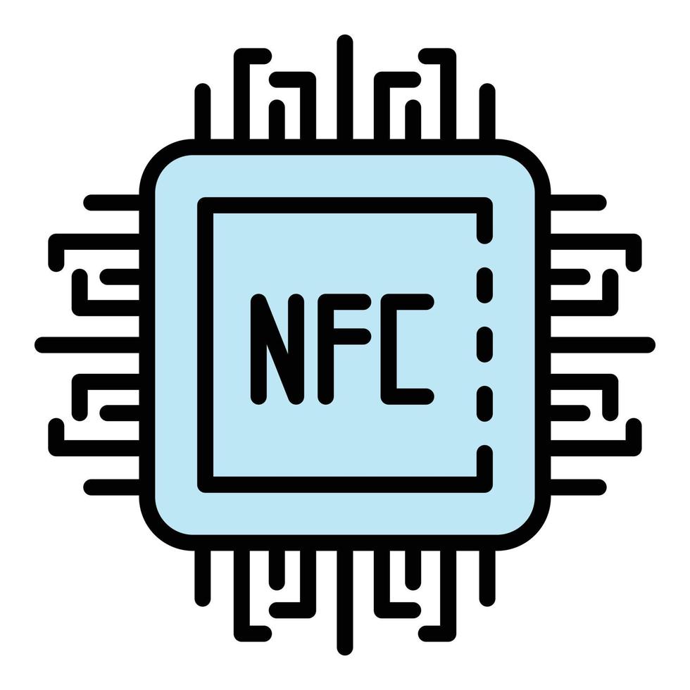 Farbumrissvektor des Symbols für den NFC-Prozessor vektor