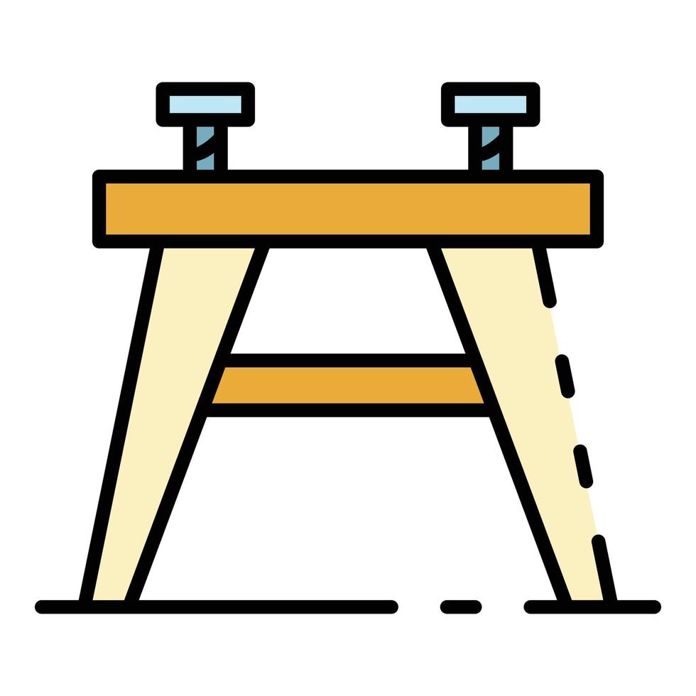 Tischlerstuhl Symbol Farbe Umriss Vektor