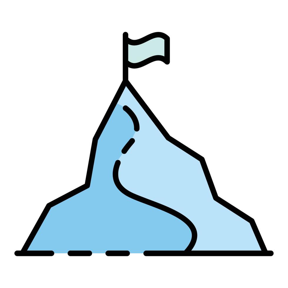 Skigebiet Berg Symbol Farbe Umriss Vektor