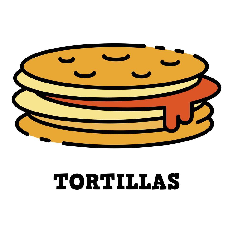 Tortillas Symbolfarbe Umrissvektor vektor