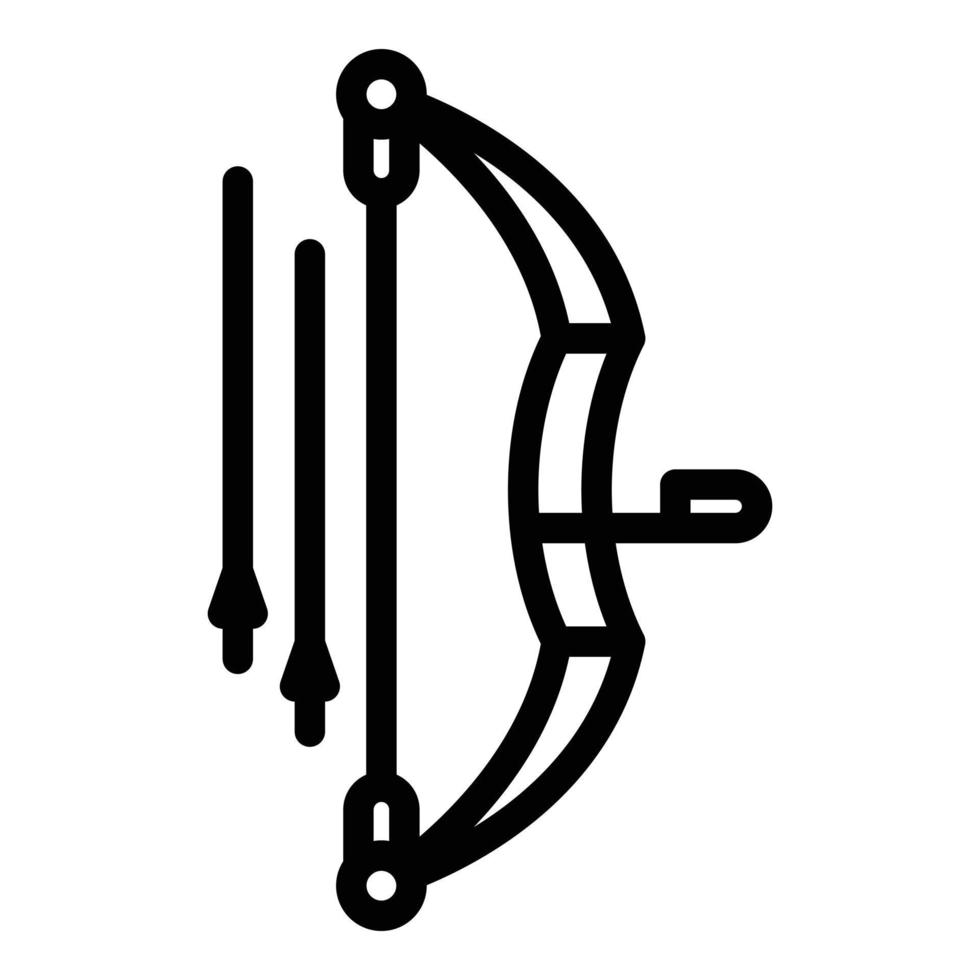 Bogenschießen-Bogen-Symbol-Umrissvektor. Langbogen-Pfeil vektor