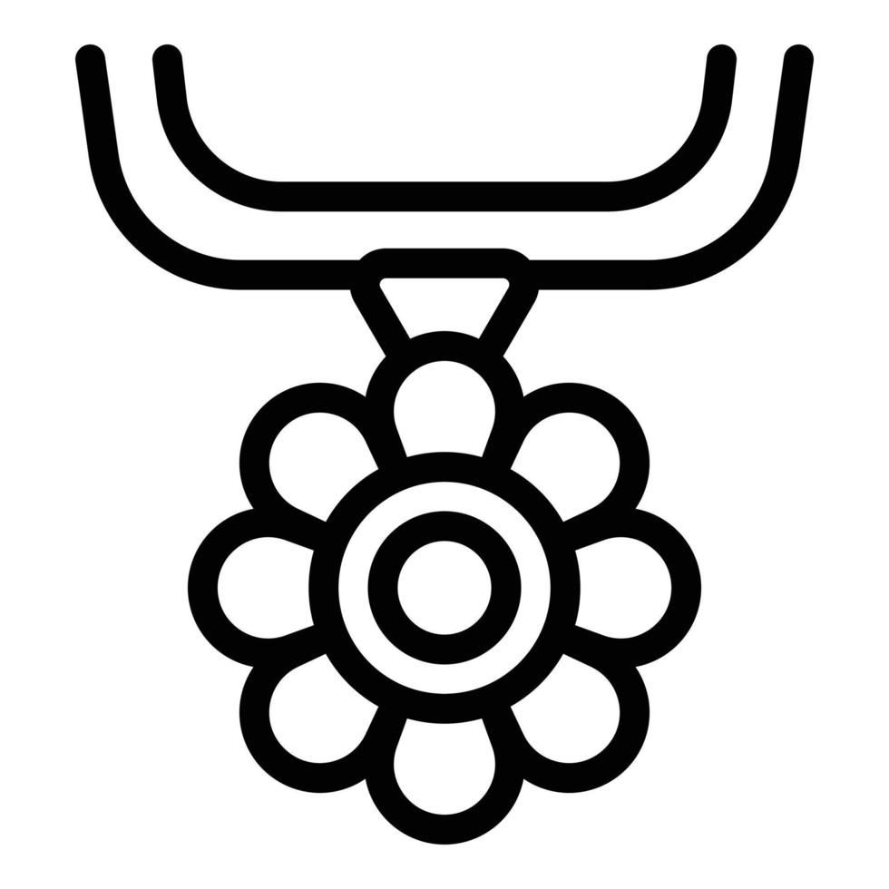 Halskette Blume Anhänger Symbol, Umriss-Stil vektor