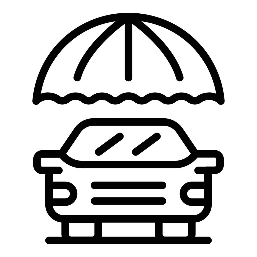 bil under paraply ikon, översikt stil vektor