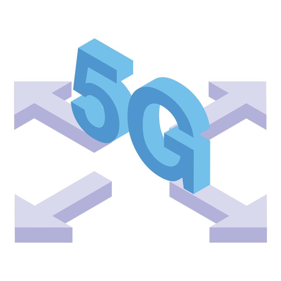 Isometrischer Vektor des 5g-Netzwerksymbols. WLAN-Technologie