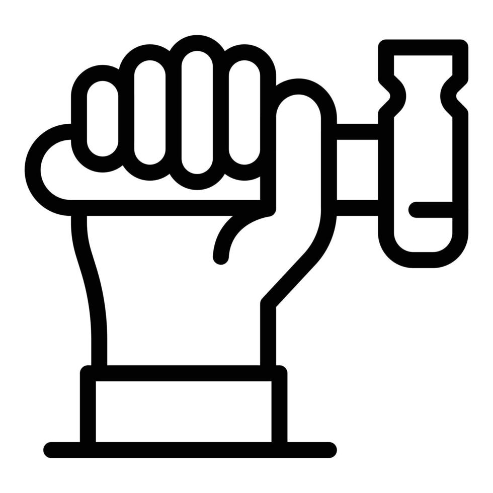 Hammer in der Hand-Symbol, Umriss-Stil vektor