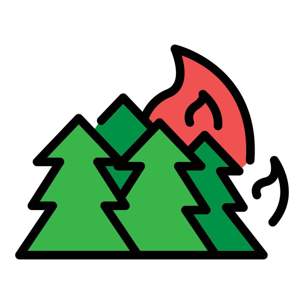 Wald im Feuer Symbol Farbe Umriss Vektor