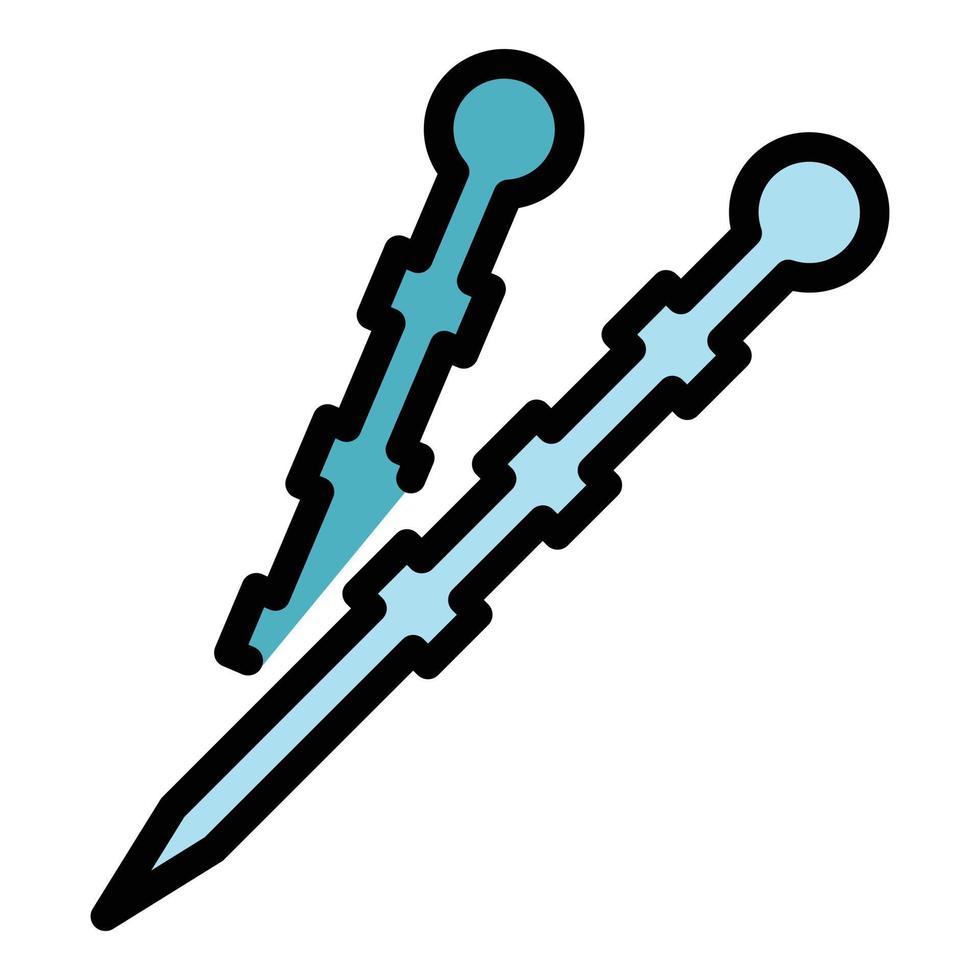 dekorative Zahnstocher-Symbolfarbe Umrissvektor vektor