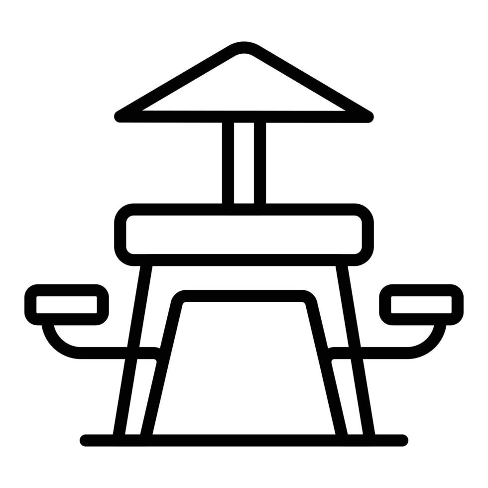 Picknickbank-Symbol Umrissvektor. Holztisch vektor