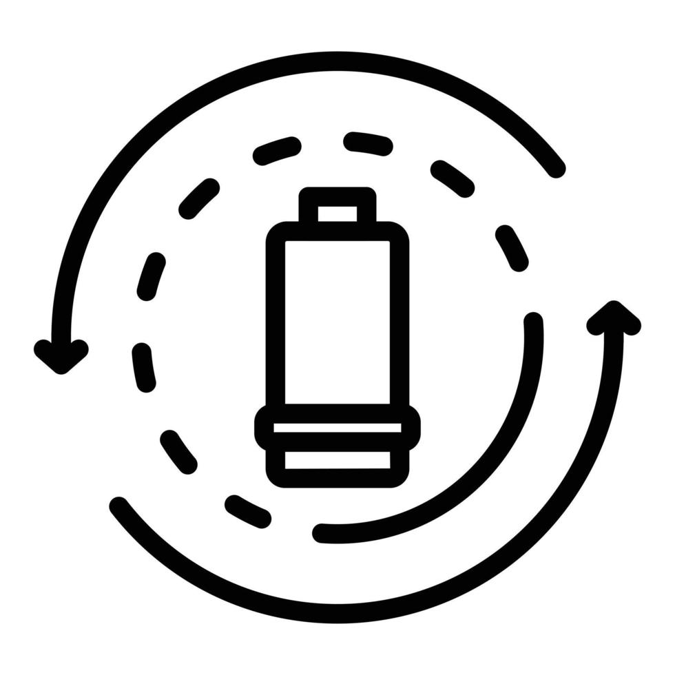 återvinning batterier ikon, översikt stil vektor