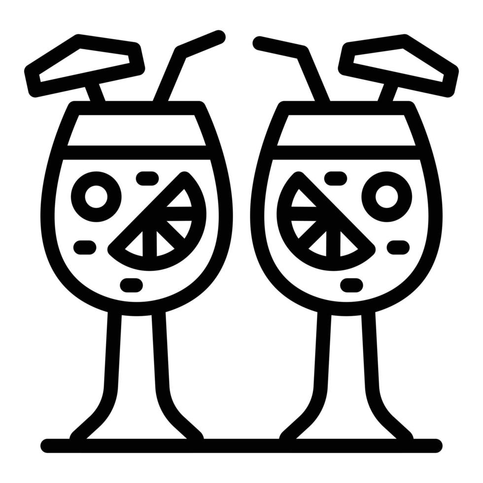 Ikone mit zwei tropischen Cocktails, Umrissstil vektor