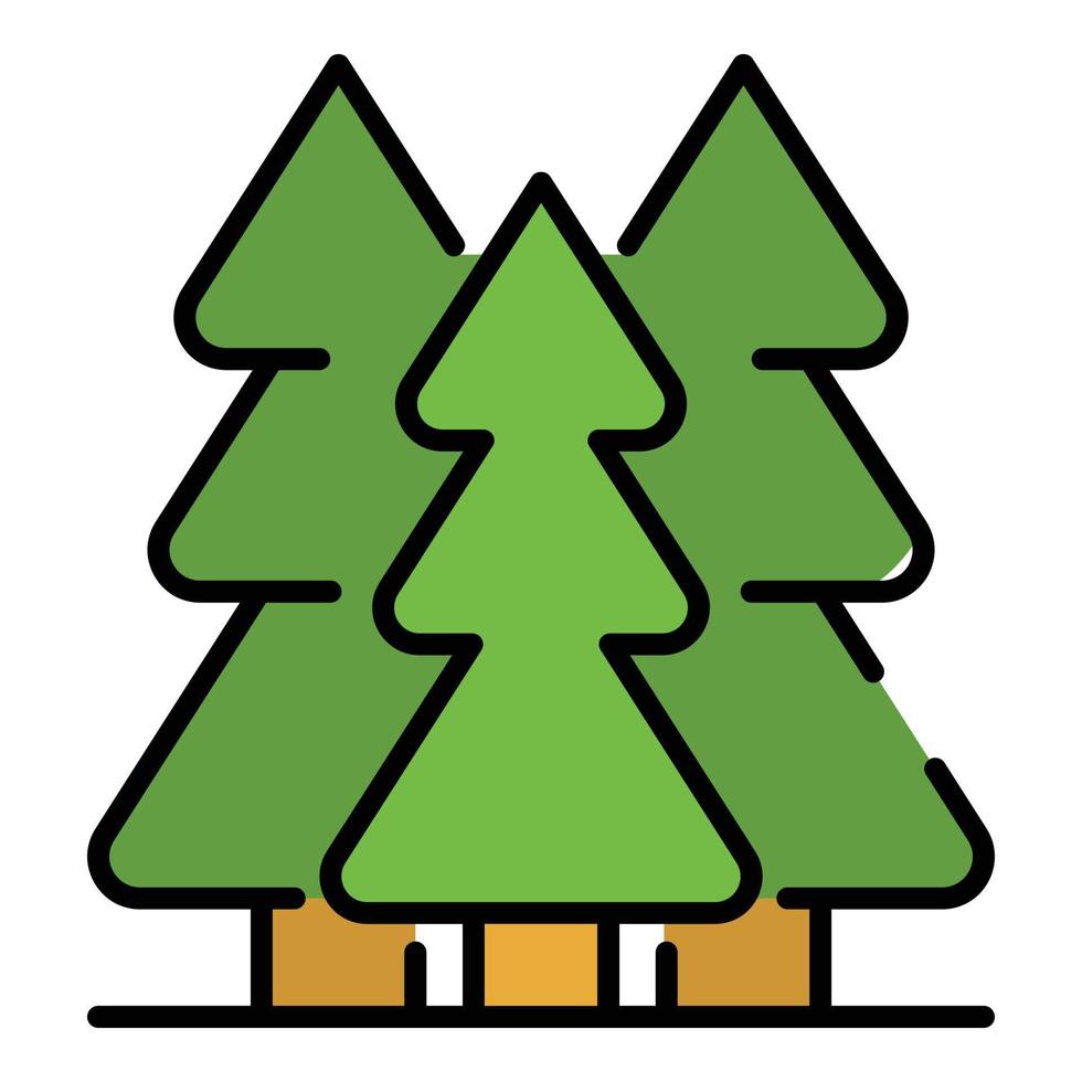 berg gran träd ikon Färg översikt vektor