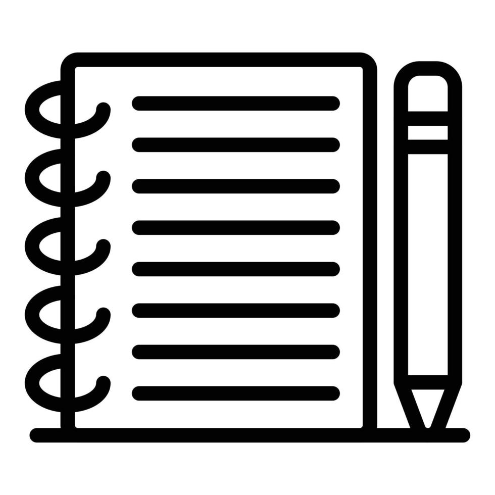 skola anteckningsbok penna ikon, översikt stil vektor