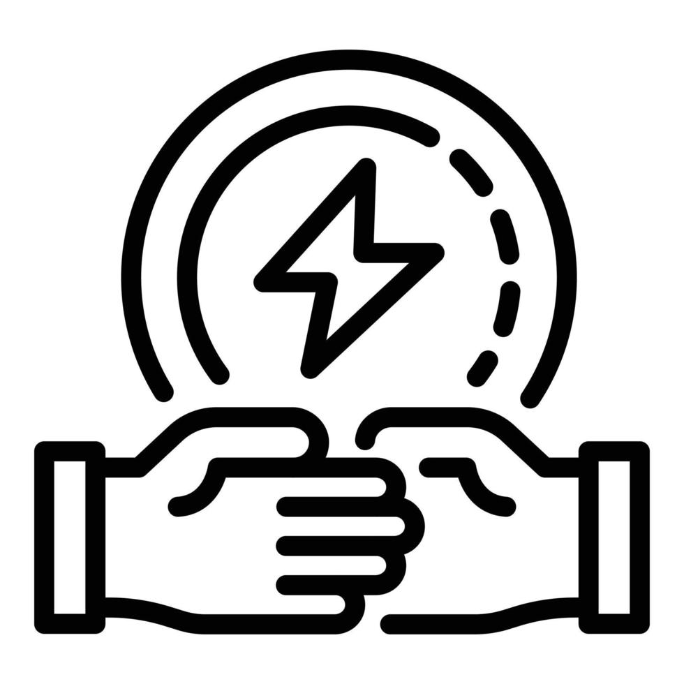 eco energi handslag ikon, översikt stil vektor