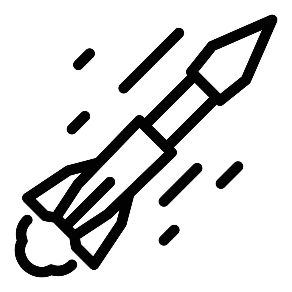 ballistisk missil ikon, översikt stil vektor