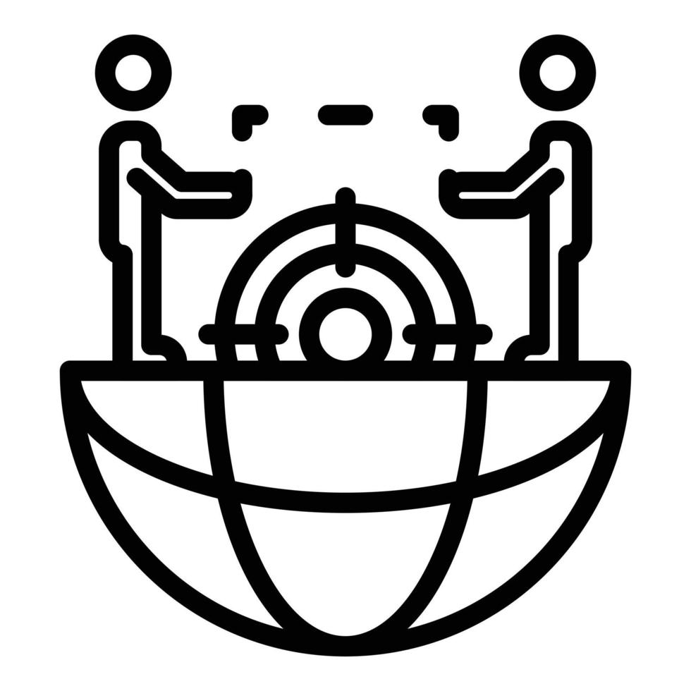 Symbol für globale Headhunter-Kooperation, Umrissstil vektor